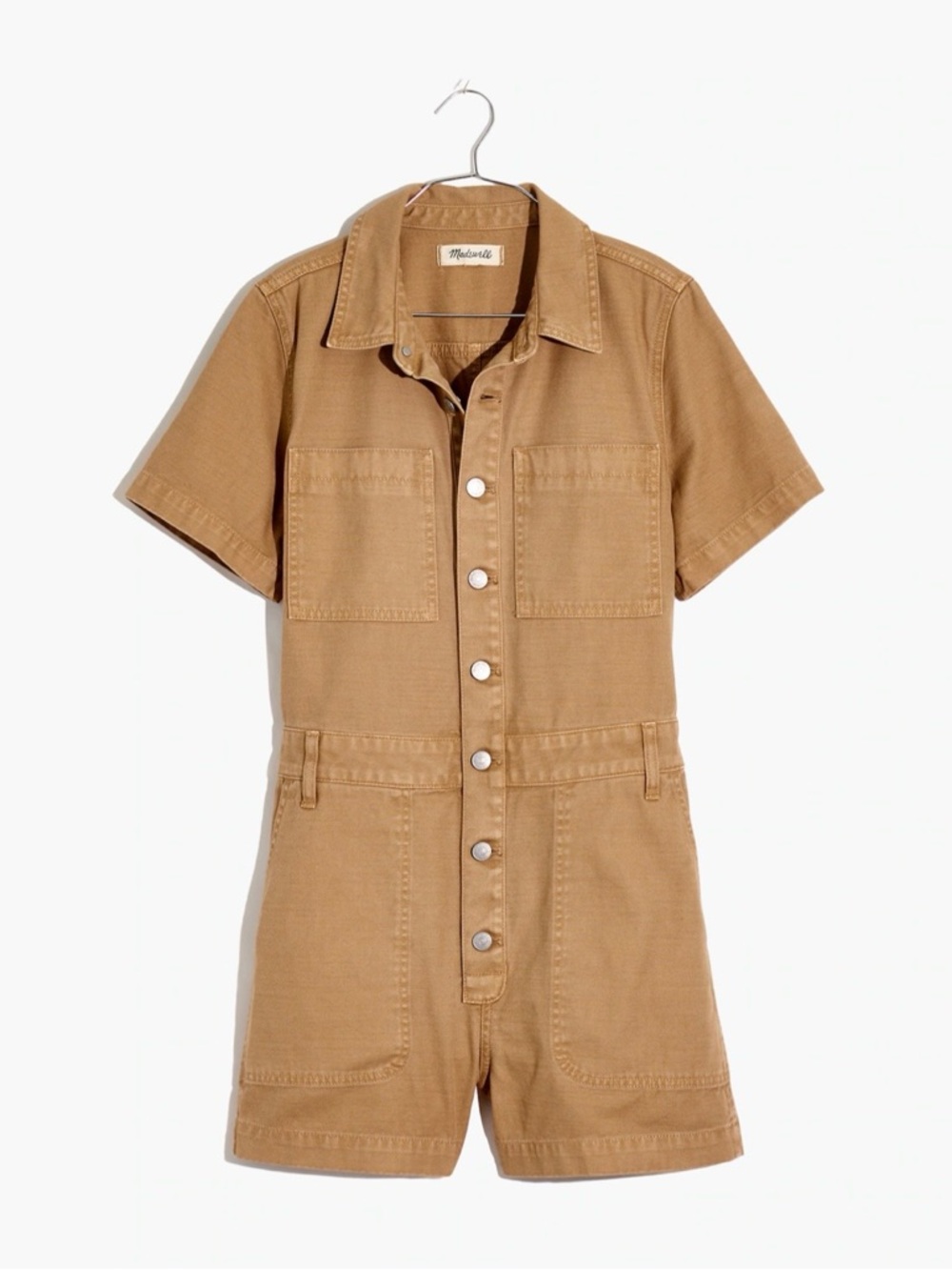 Madewell Garment-Dyed Relaxed Coverall Romper Khaki Denim SZ M NWOT